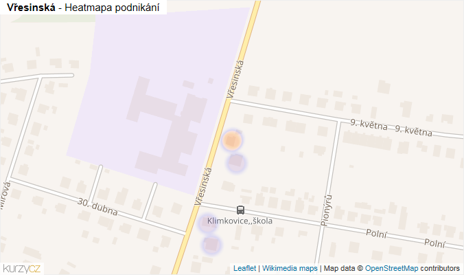 Mapa Vřesinská - Firmy v ulici.