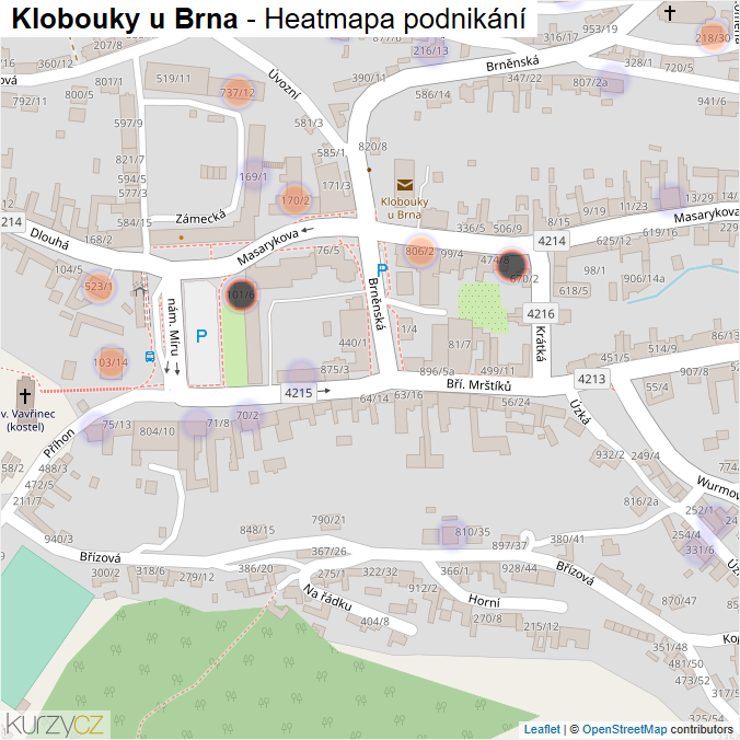 Mapa Klobouky u Brna - Firmy v obci.