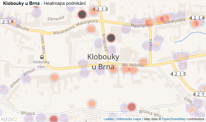 Mapa Klobouky u Brna - Firmy v části obce.