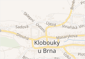Úvozní v obci Klobouky u Brna - mapa ulice