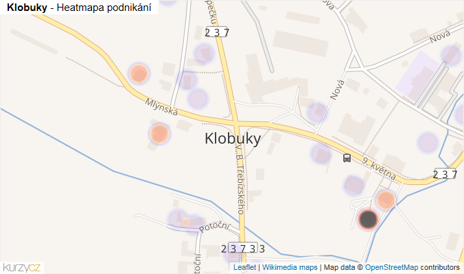 Mapa Klobuky - Firmy v části obce.
