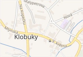 Náměstí 9. května v obci Klobuky - mapa ulice