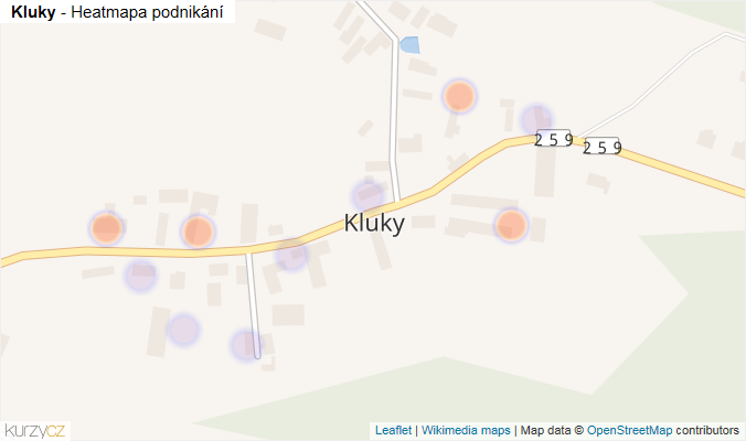Mapa Kluky - Firmy v části obce.