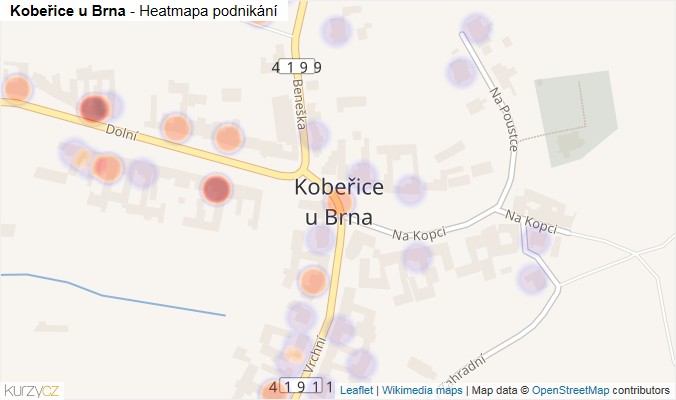 Mapa Kobeřice u Brna - Firmy v části obce.