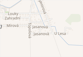Jasanová v obci Kobeřice - mapa ulice