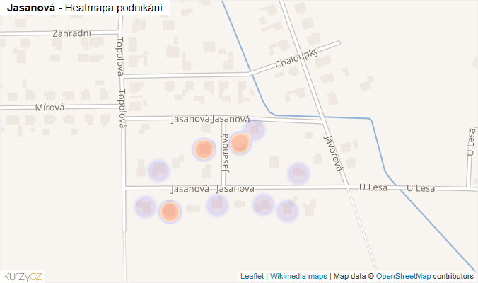 Mapa Jasanová - Firmy v ulici.