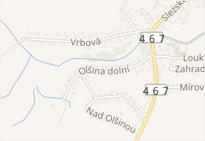 Olšina dolní v obci Kobeřice - mapa ulice