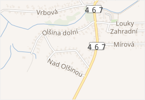 Olšina horní v obci Kobeřice - mapa ulice
