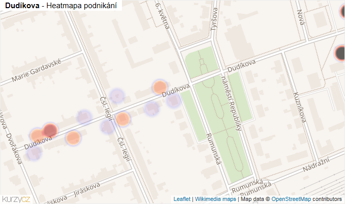 Mapa Dudíkova - Firmy v ulici.