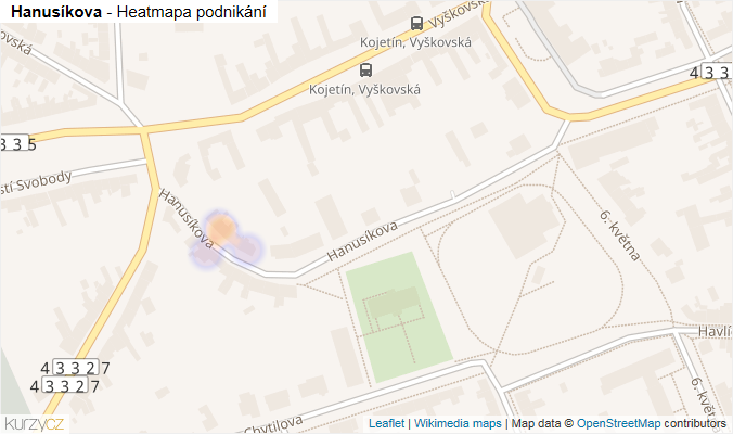 Mapa Hanusíkova - Firmy v ulici.