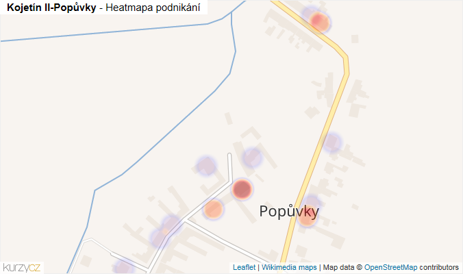Mapa Kojetín II-Popůvky - Firmy v části obce.