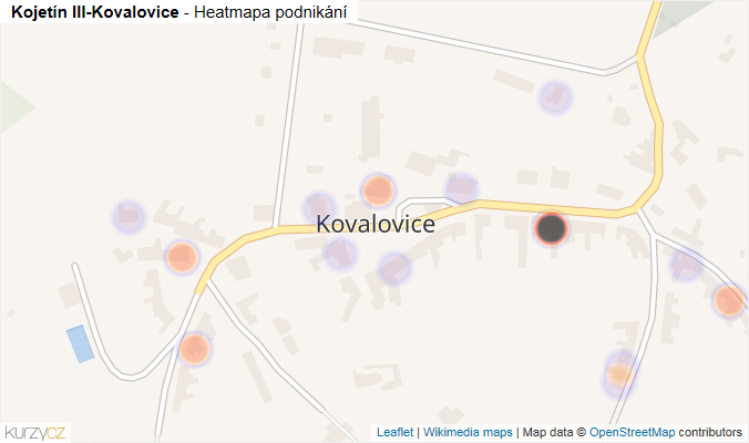 Mapa Kojetín III-Kovalovice - Firmy v části obce.