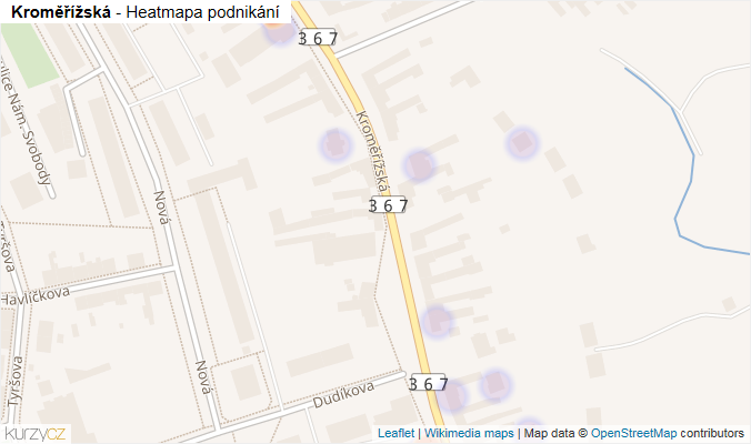 Mapa Kroměřížská - Firmy v ulici.