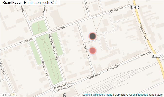 Mapa Kuzníkova - Firmy v ulici.