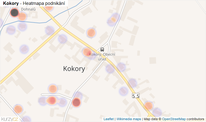 Mapa Kokory - Firmy v části obce.
