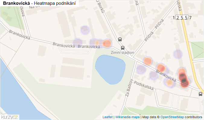 Mapa Brankovická - Firmy v ulici.