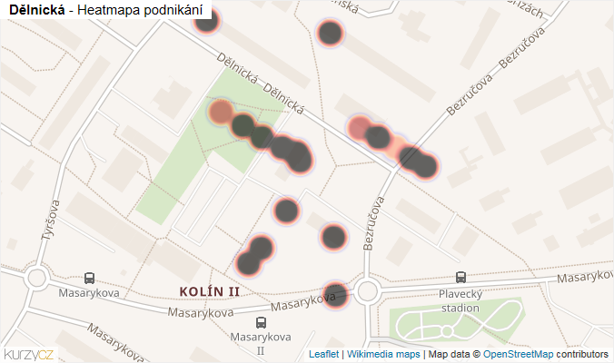 Mapa Dělnická - Firmy v ulici.