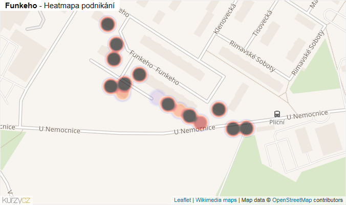 Mapa Funkeho - Firmy v ulici.
