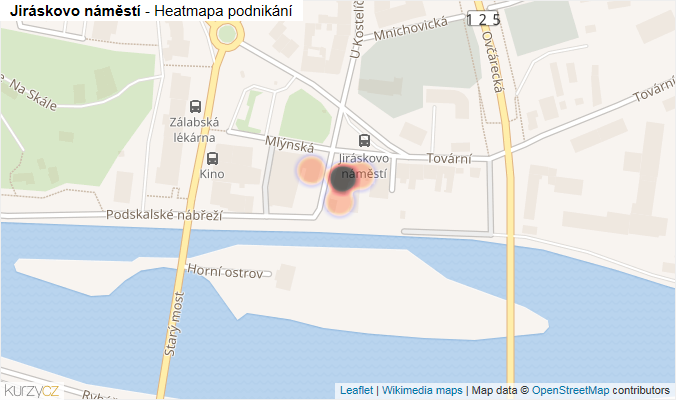 Mapa Jiráskovo náměstí - Firmy v ulici.