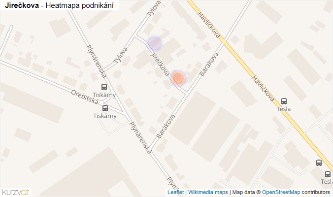 Mapa Jirečkova - Firmy v ulici.