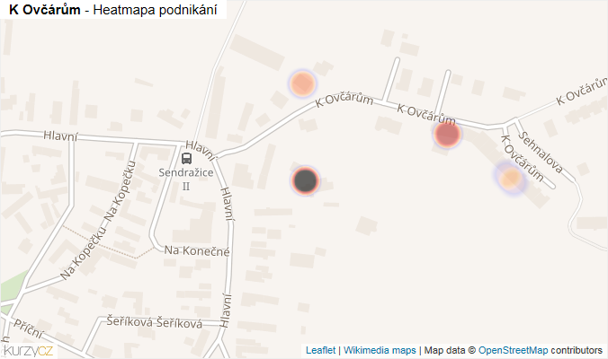 Mapa K Ovčárům - Firmy v ulici.