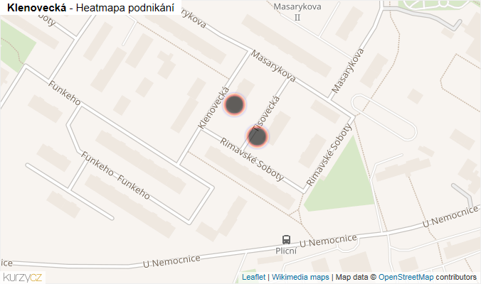 Mapa Klenovecká - Firmy v ulici.