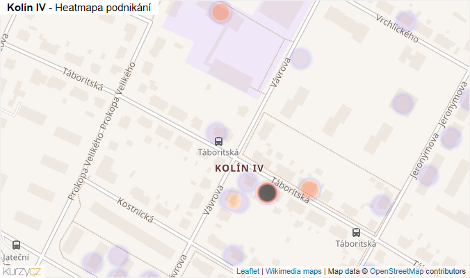 Mapa Kolín IV - Firmy v části obce.