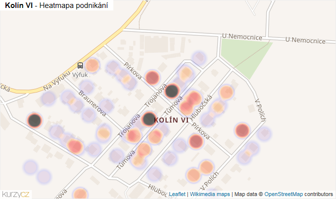 Mapa Kolín VI - Firmy v části obce.