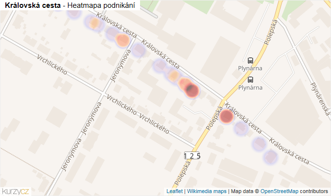 Mapa Královská cesta - Firmy v ulici.