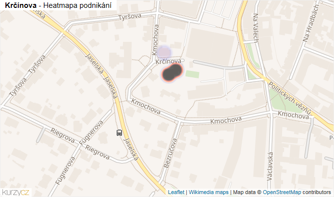 Mapa Krčínova - Firmy v ulici.
