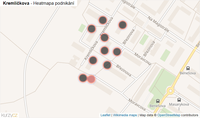 Mapa Kremličkova - Firmy v ulici.