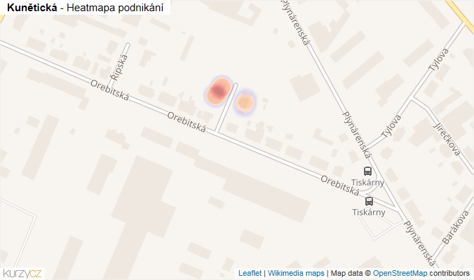 Mapa Kunětická - Firmy v ulici.