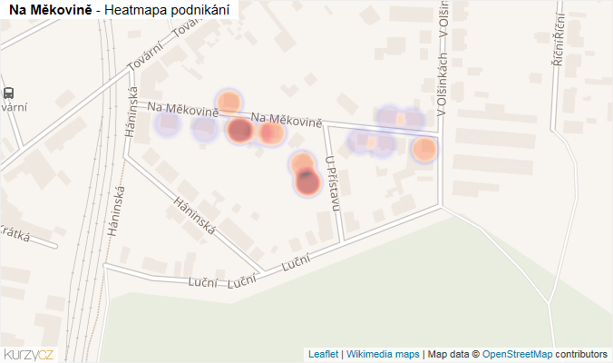 Mapa Na Měkovině - Firmy v ulici.