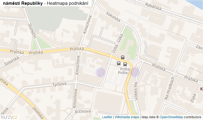 Mapa náměstí Republiky - Firmy v ulici.