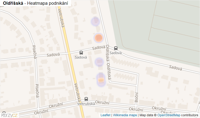 Mapa Oldřišská - Firmy v ulici.