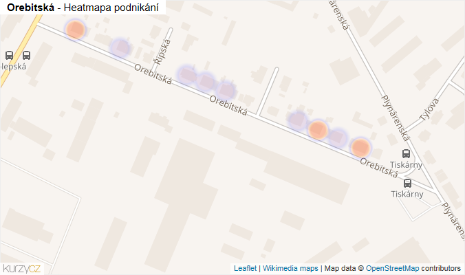 Mapa Orebitská - Firmy v ulici.
