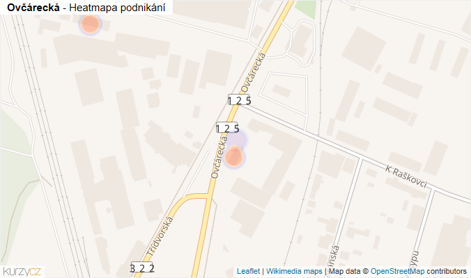 Mapa Ovčárecká - Firmy v ulici.