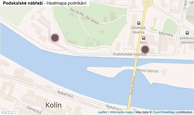 Mapa Podskalské nábřeží - Firmy v ulici.