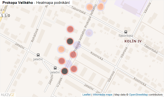 Mapa Prokopa Velikého - Firmy v ulici.
