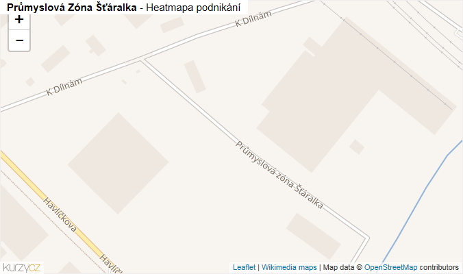 Mapa Průmyslová zóna Šťáralka - Firmy v ulici.