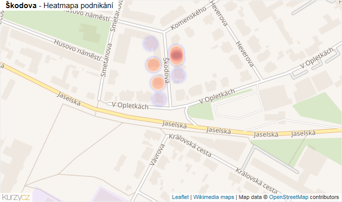 Mapa Škodova - Firmy v ulici.