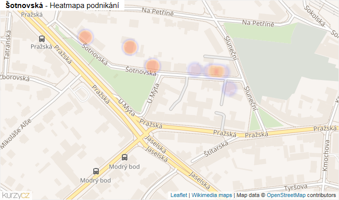 Mapa Šotnovská - Firmy v ulici.