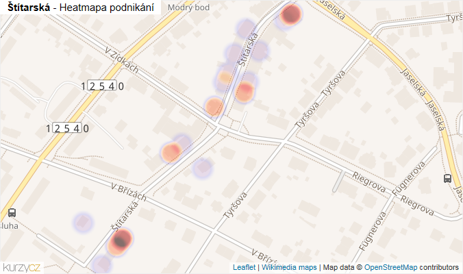 Mapa Štítarská - Firmy v ulici.
