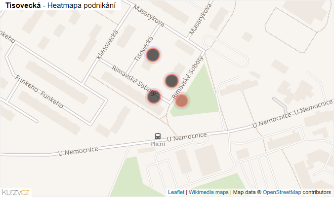 Mapa Tisovecká - Firmy v ulici.
