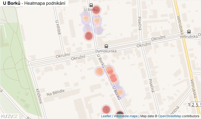 Mapa U Borků - Firmy v ulici.