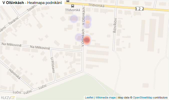 Mapa V Olšinkách - Firmy v ulici.