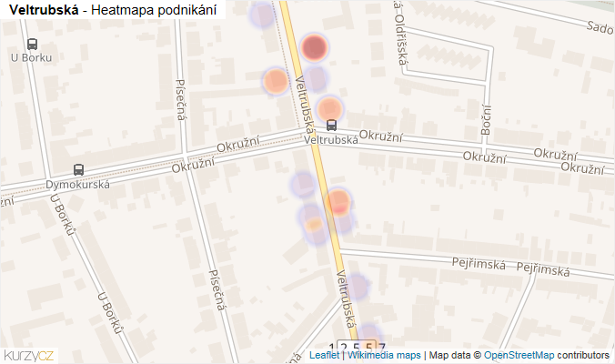 Mapa Veltrubská - Firmy v ulici.