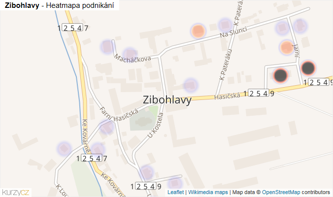 Mapa Zibohlavy - Firmy v části obce.