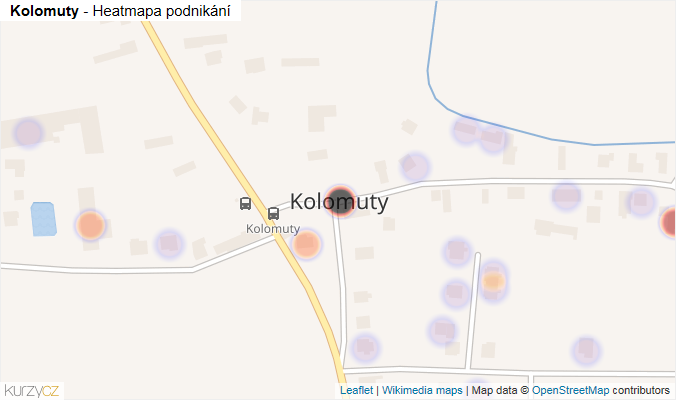 Mapa Kolomuty - Firmy v části obce.