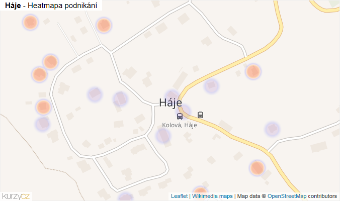 Mapa Háje - Firmy v části obce.